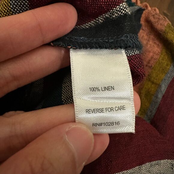 GARNET HILL Essential Linen Pull-On Skirt Mini in Harvest Stripe - Picture 6 of 8